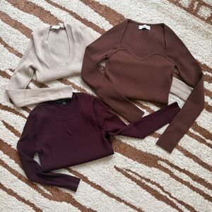 NWOT/EUC BUNDLE - 3 ribbed knit sweater tops (XXS/XS)